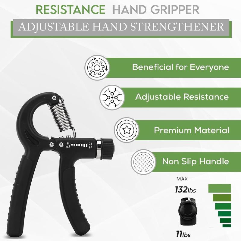 5-Piece Hand Grip Kit for Forearm Exercises, Durable and Ergonomic Design, Fitness Solutions USA